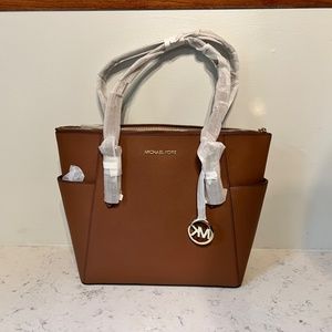 Michael Kors Charlotte Luggage Leather Large TZ Tote Handbag Purse